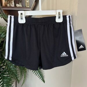 Brand New Adidas Black Shorts White 3-Stripe Sporty Athletic Mesh Activewear
